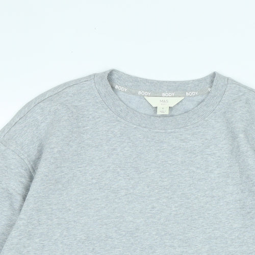 Marks and Spencer Womens Grey Cotton Blend Pullover Sweatshirt Size 8
