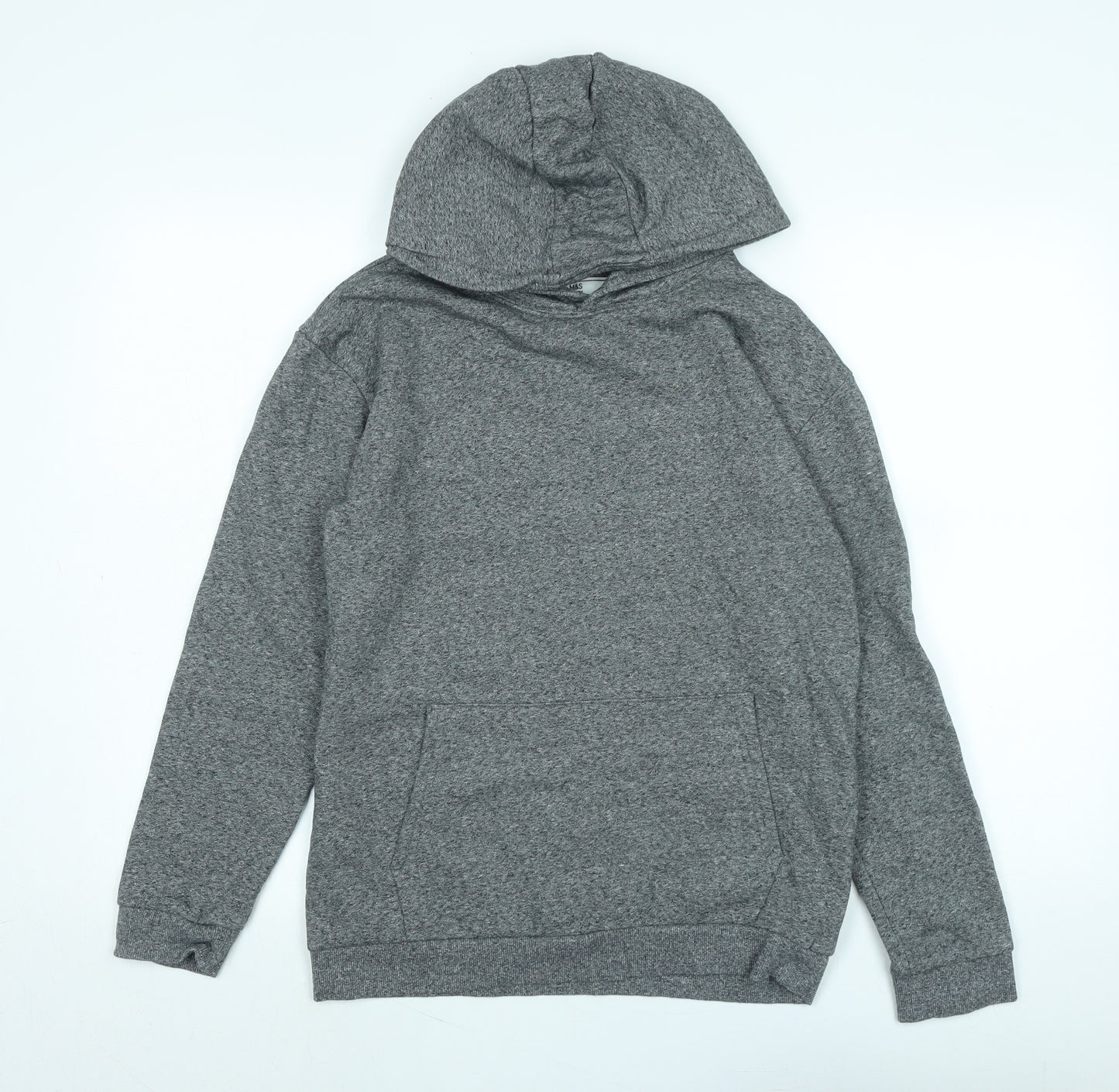 Marks and Spencer Boys Grey Cotton Pullover Hoodie Size 13-14 Years