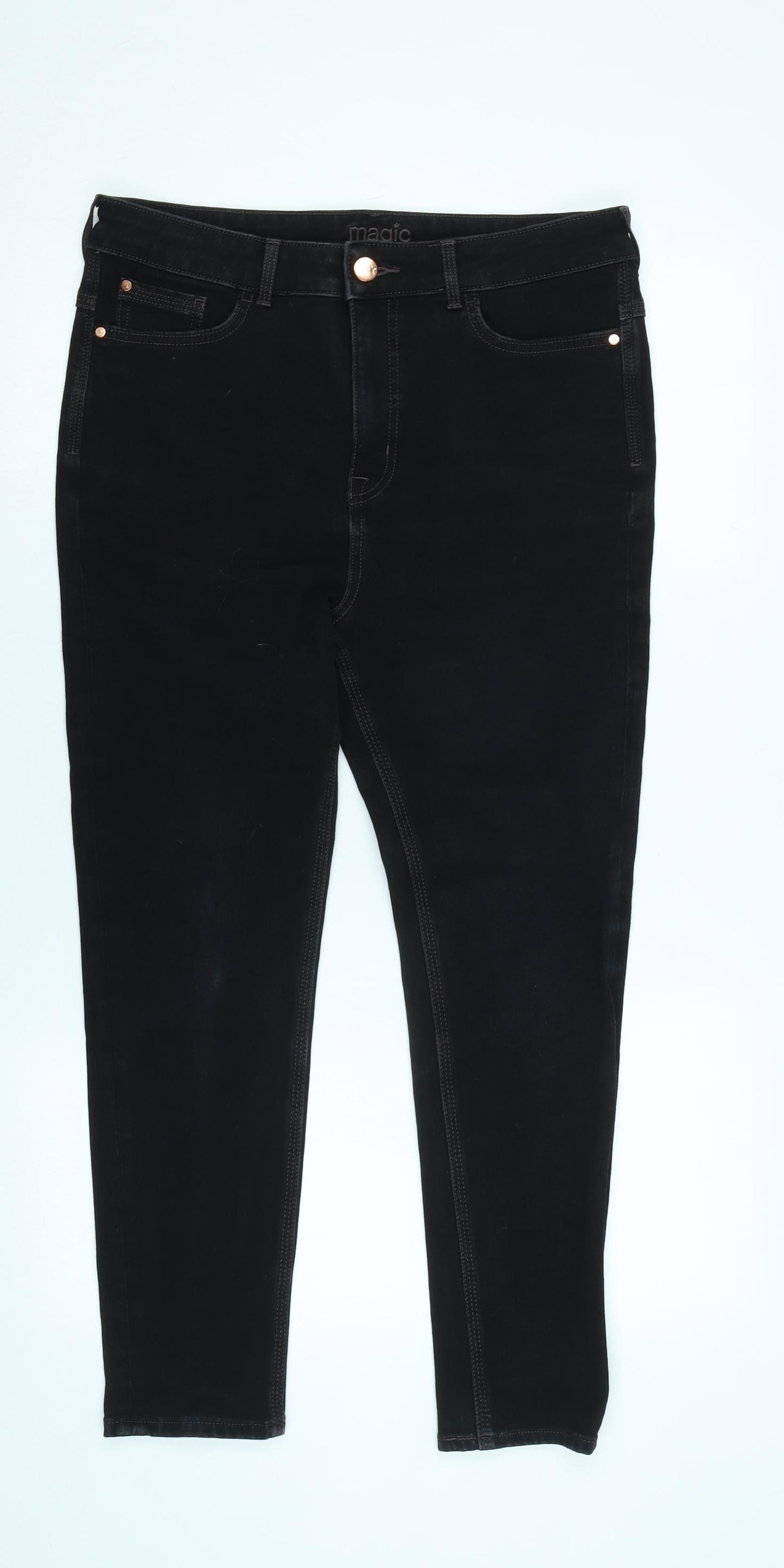 Marks and Spencer Womens Black Cotton Blend Skinny Jeans Size 30 L25 in Regular Zip