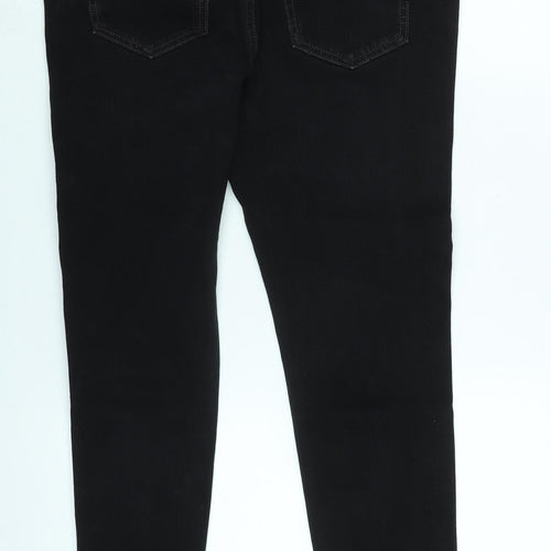 Marks and Spencer Womens Black Cotton Blend Skinny Jeans Size 30 L25 in Regular Zip