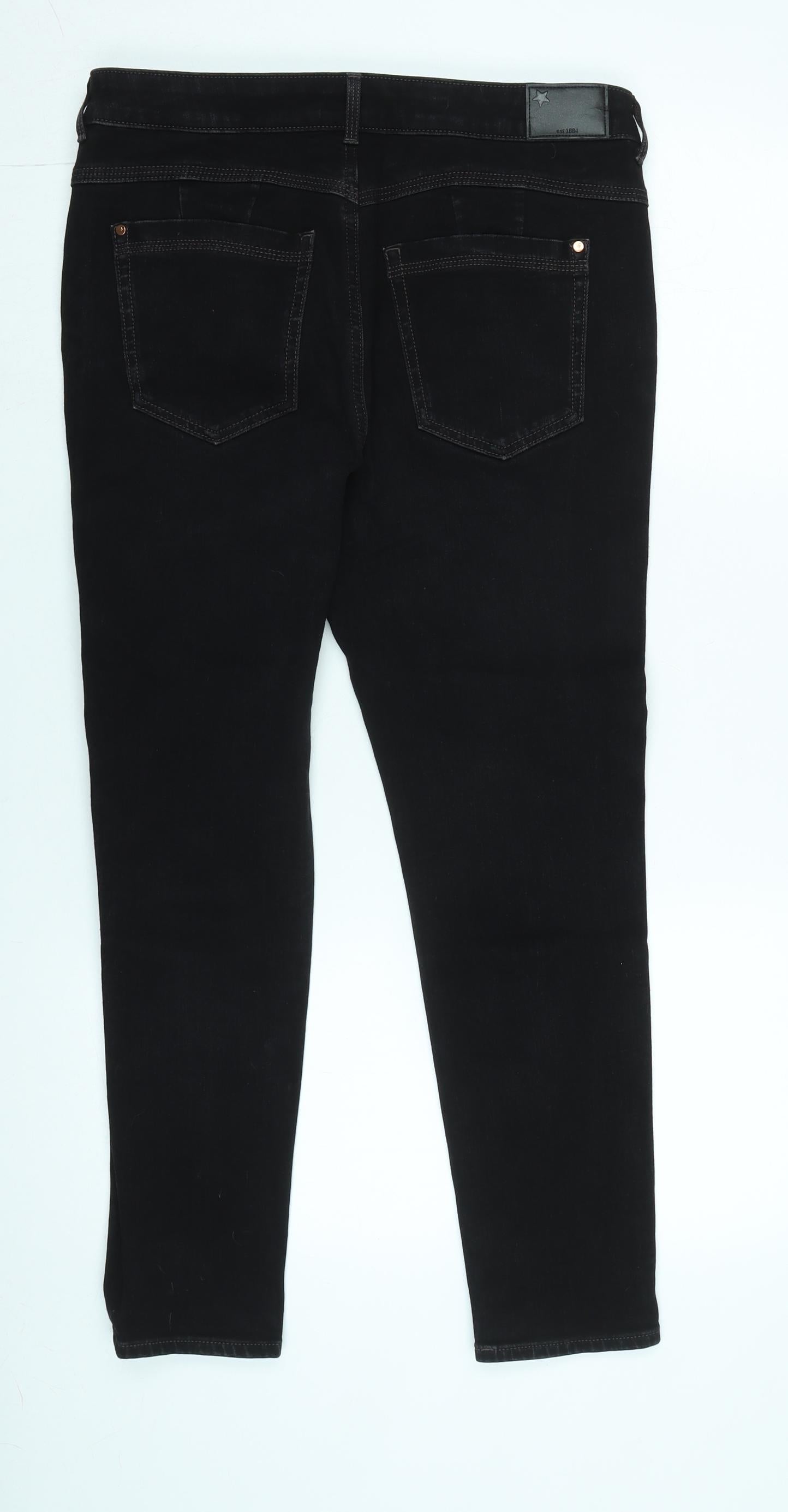 Marks and Spencer Womens Black Cotton Blend Skinny Jeans Size 30 L25 in Regular Zip