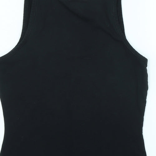 Warehouse Womens Black Cotton Basic Tank Size 12 Scoop Neck - So many shoes