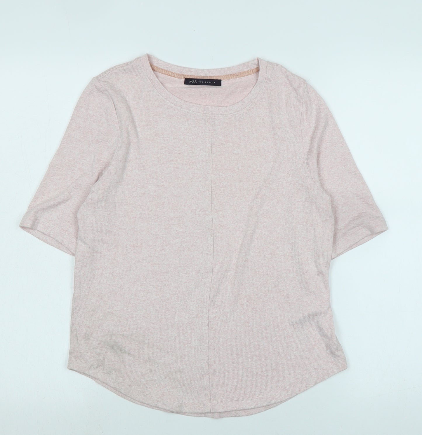 Marks and Spencer Womens Pink Crew Neck Polyester Pullover Jumper Size 6