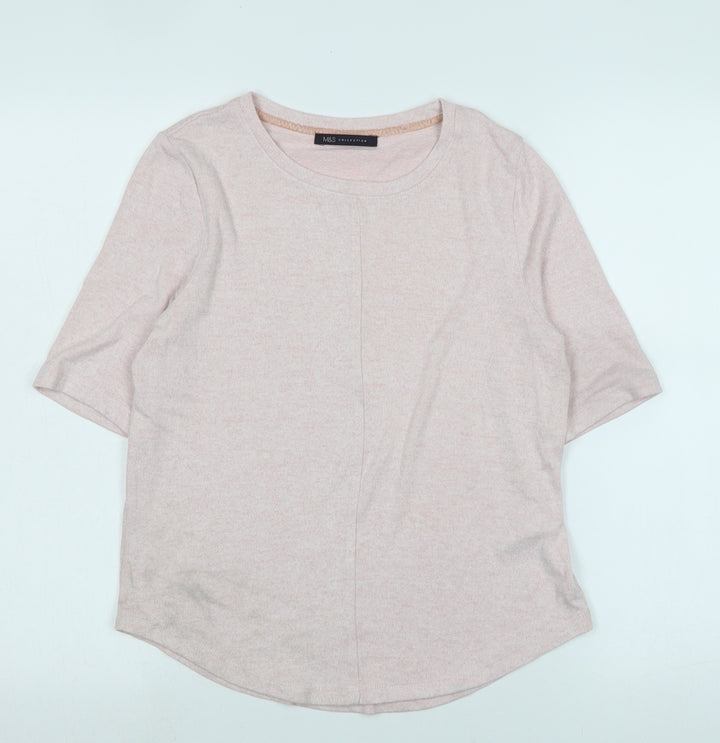 Marks and Spencer Womens Pink Crew Neck Polyester Pullover Jumper Size 6