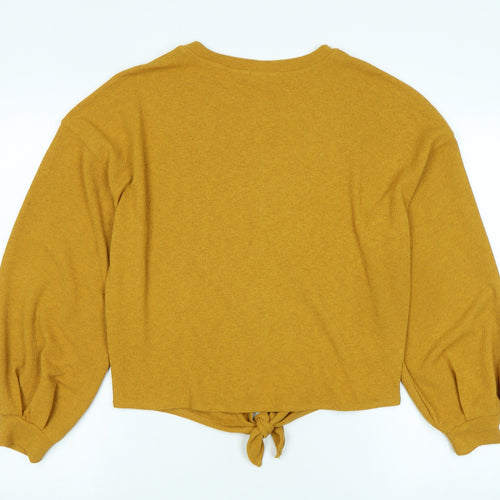 H&M Womens Gold Polyester Jersey Blouse Size XS Crew Neck
