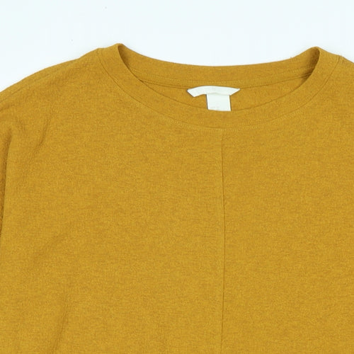 H&M Womens Gold Polyester Jersey Blouse Size XS Crew Neck