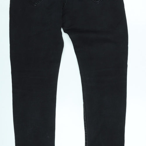 Gemello Womens Black Cotton Blend Straight Jeans Size 29 in L29 in Regular Zip - Logo