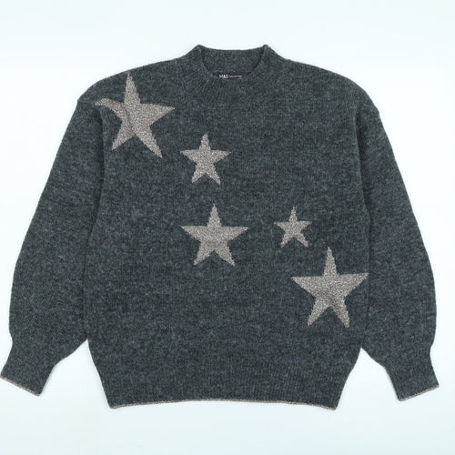 Marks and Spencer Womens Grey Crew Neck Polyester Pullover Jumper Size S - Glittery detail