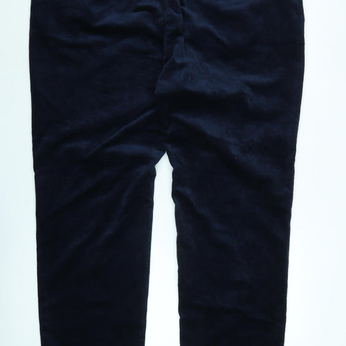 Marks and Spencer Mens Blue Cotton Trousers Size 44 in L33 in Regular Zip