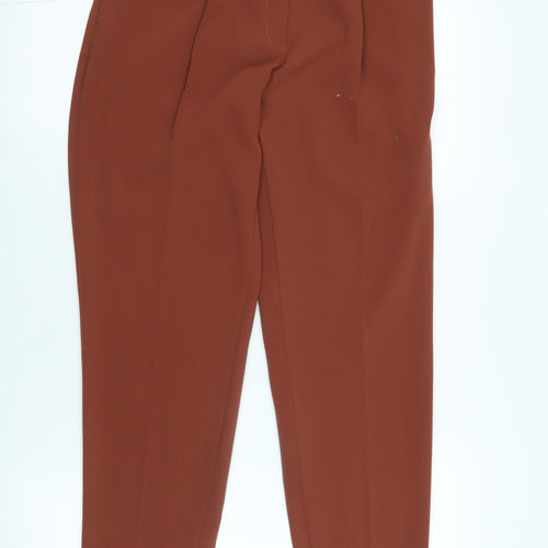 Marks and Spencer Womens Brown Polyester Trousers Size 10 L26 in Regular Zip