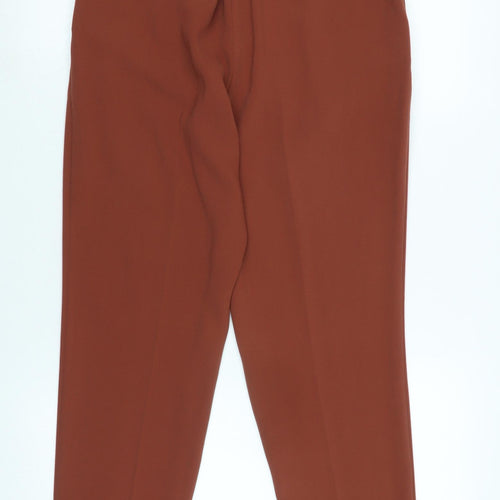 Marks and Spencer Womens Brown Polyester Trousers Size 10 L26 in Regular Zip