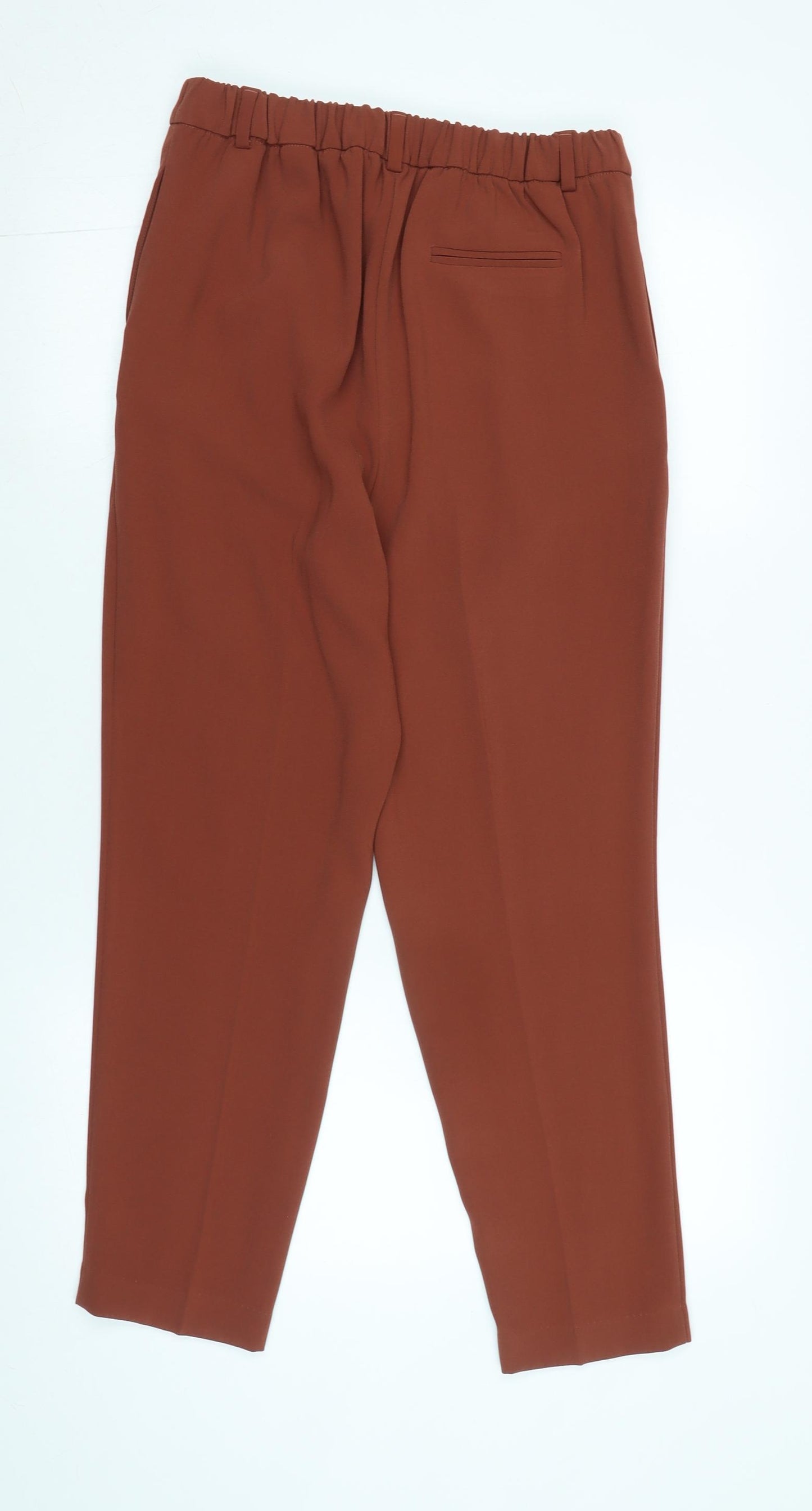 Marks and Spencer Womens Brown Polyester Trousers Size 10 L26 in Regular Zip