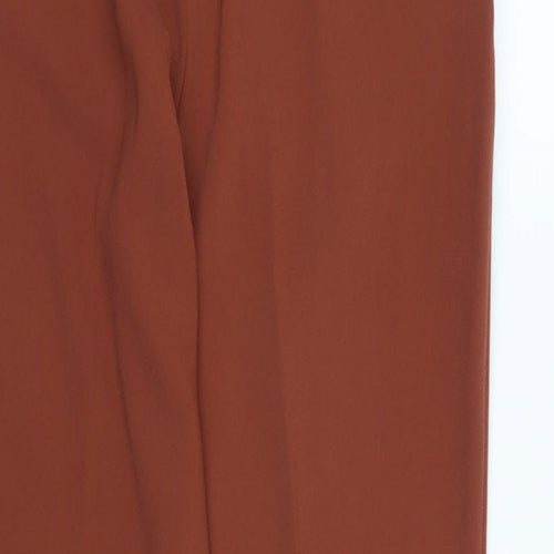 Marks and Spencer Womens Brown Polyester Trousers Size 10 L26 in Regular Zip