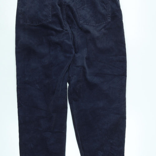 Per Una Womens Blue Cotton Trousers Size 12 L25 in Regular Zip
