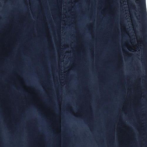 Per Una Womens Blue Cotton Trousers Size 12 L25 in Regular Zip