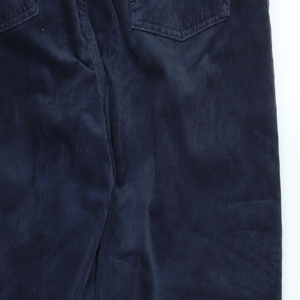 Per Una Womens Blue Cotton Trousers Size 12 L25 in Regular Zip