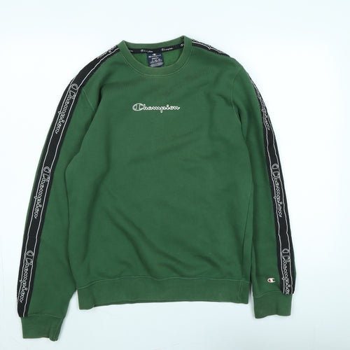 Champion Mens Green Cotton Pullover Sweatshirt Size S - Logo