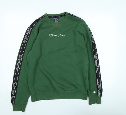 Champion Mens Green Cotton Pullover Sweatshirt Size S - Logo