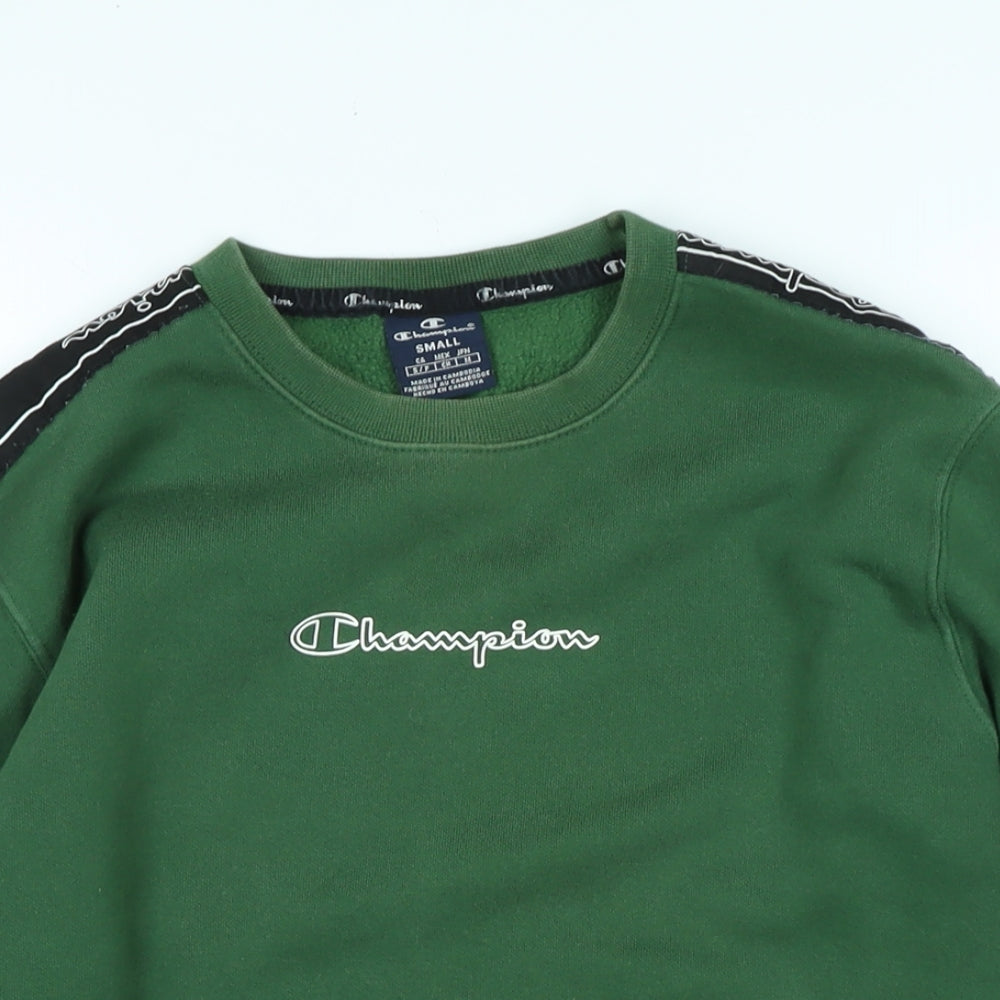 Champion Mens Green Cotton Pullover Sweatshirt Size S - Logo