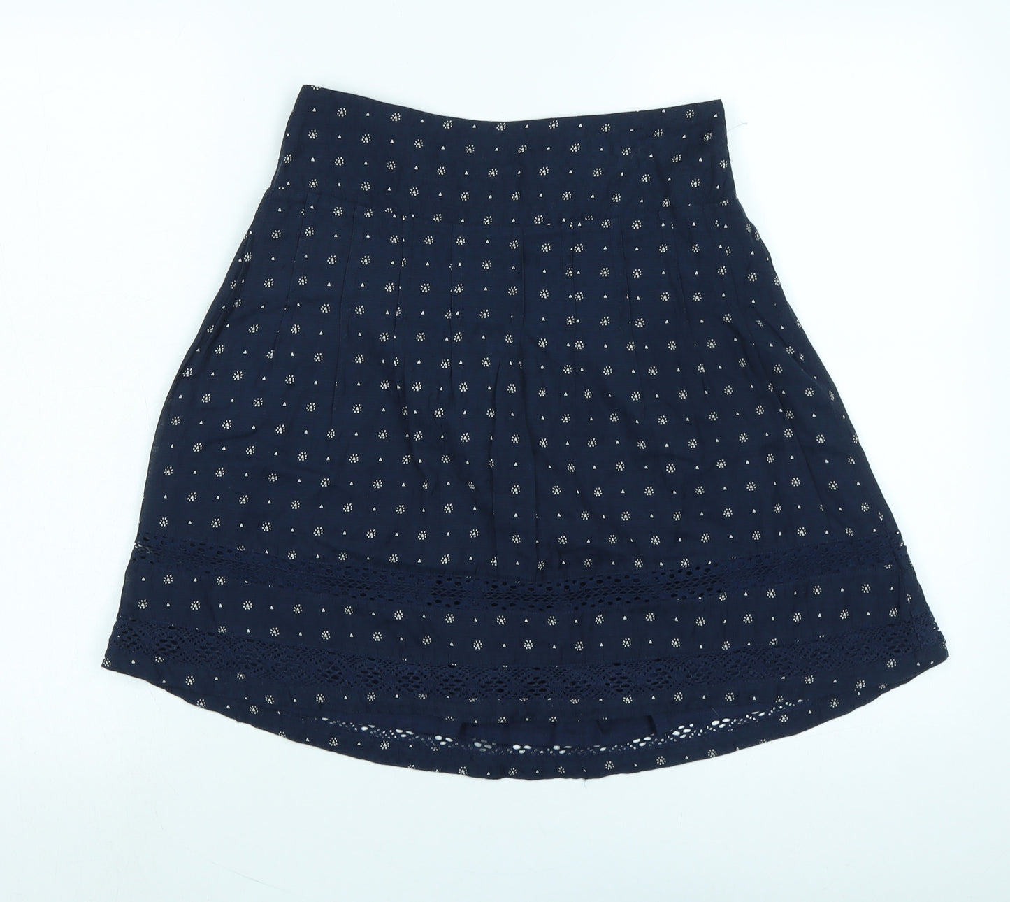 Fat Face Womens Blue Cotton Flare Skirt Size 8 - Logo