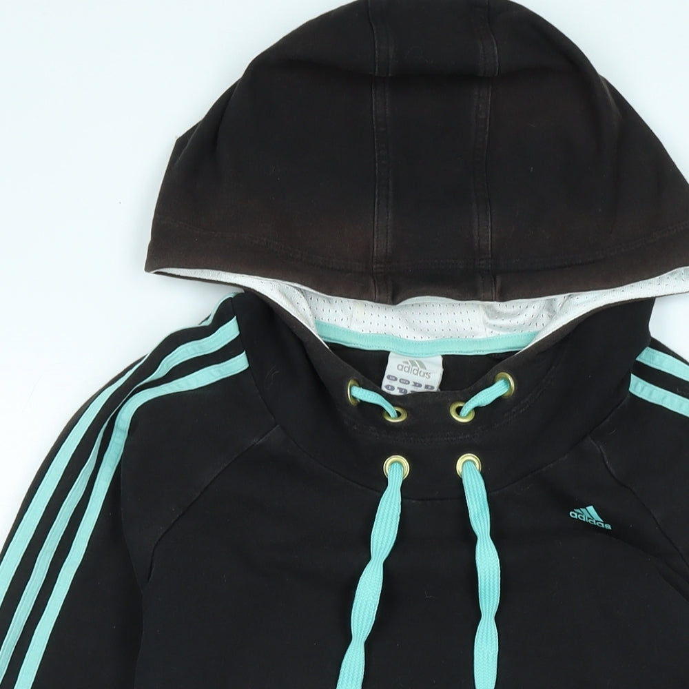 adidas Womens Black Cotton Pullover Hoodie Size 12 - Logo