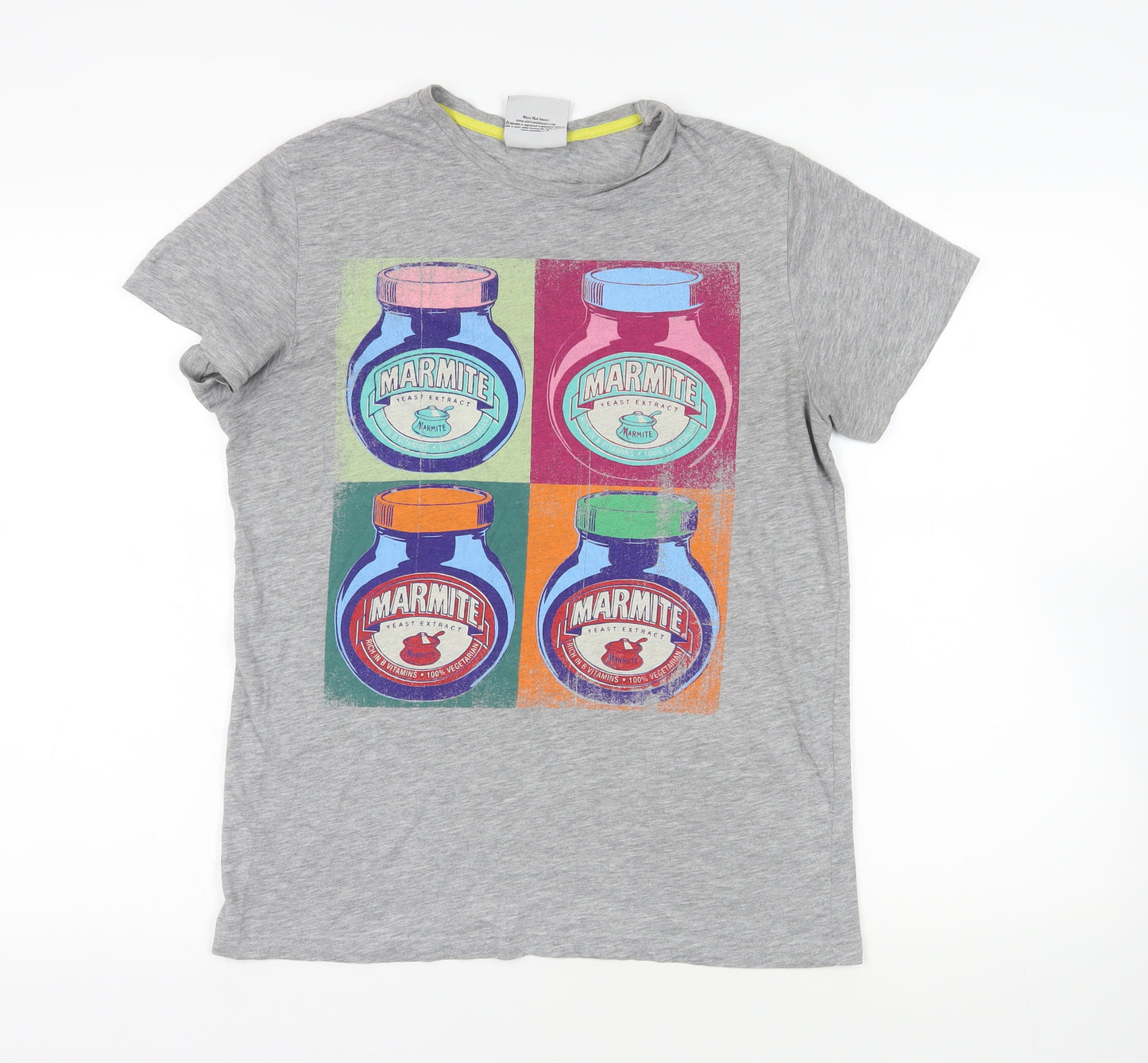 Marmite Womens Grey Cotton Basic T-Shirt Size M Crew Neck - Logo