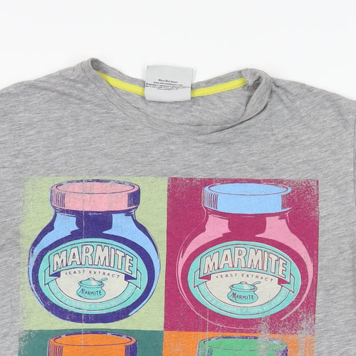Marmite Womens Grey Cotton Basic T-Shirt Size M Crew Neck - Logo