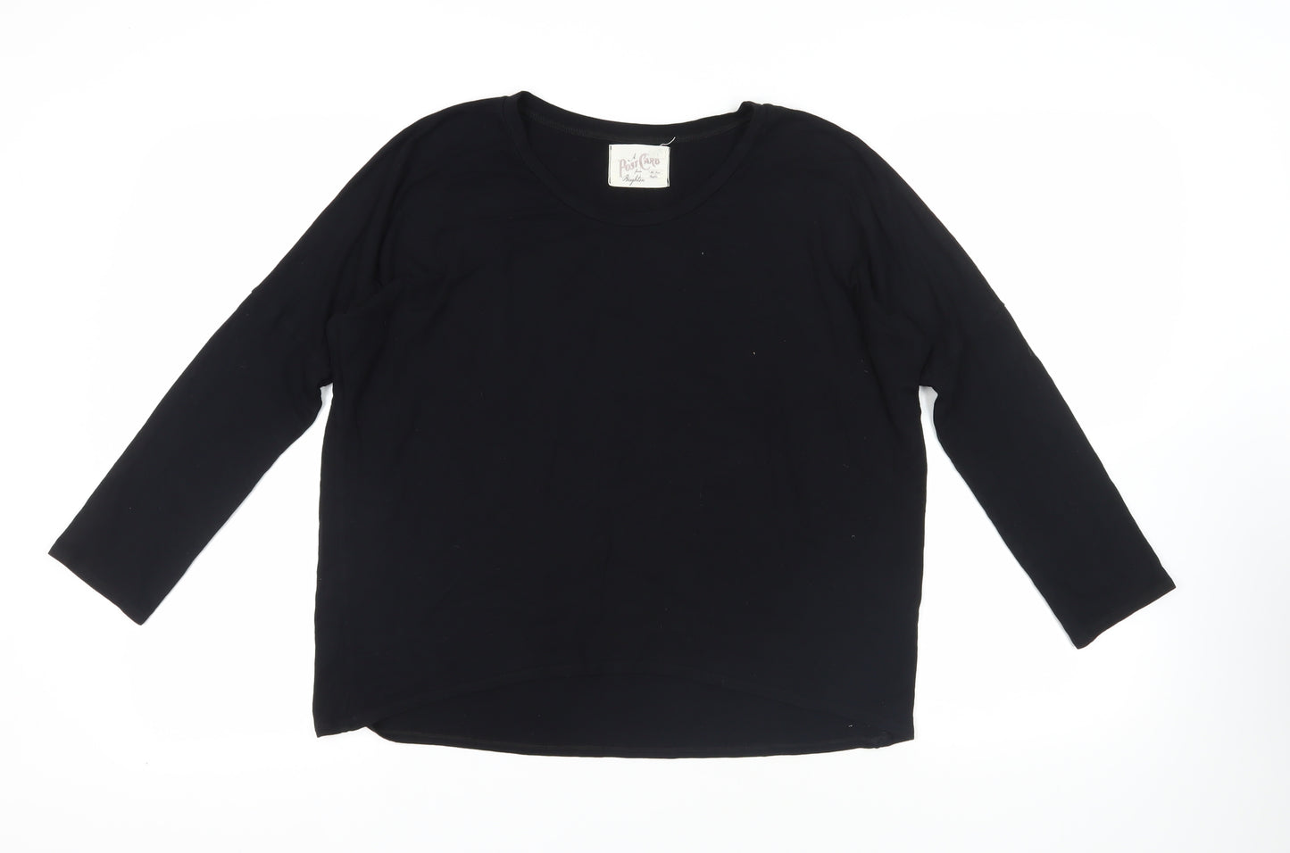 A Postcard From Brighton Womens Black Viscose Basic T-Shirt Size L Crew Neck