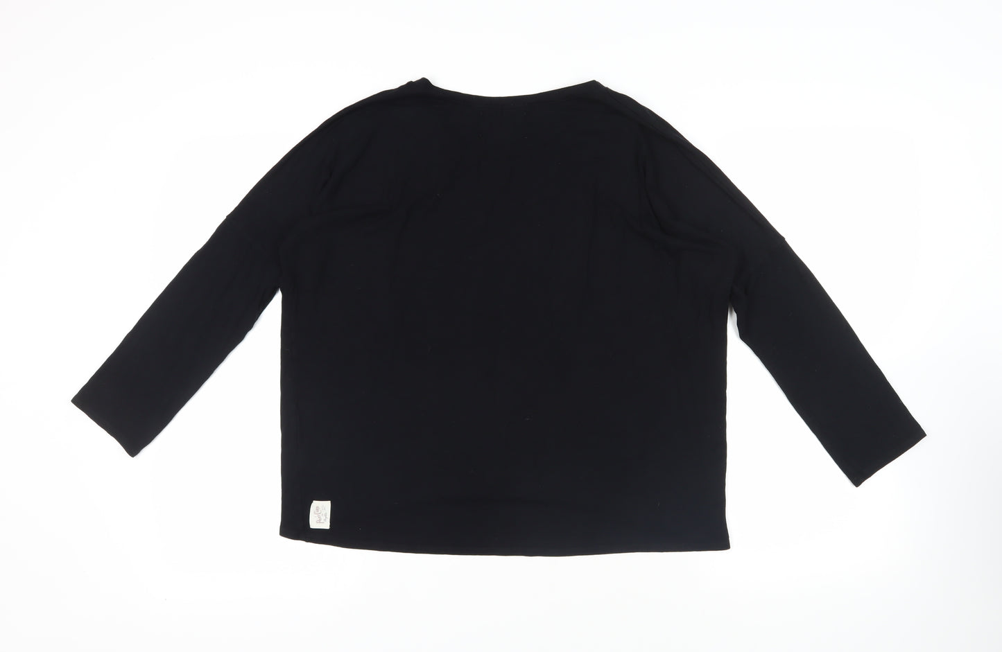 A Postcard From Brighton Womens Black Viscose Basic T-Shirt Size L Crew Neck