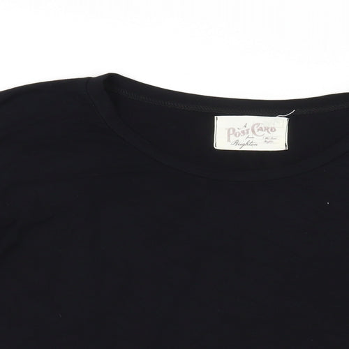 A Postcard From Brighton Womens Black Viscose Basic T-Shirt Size L Crew Neck
