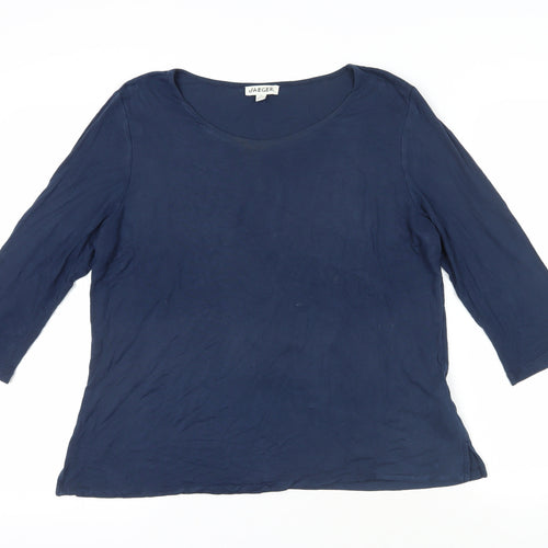 Jaeger Womens Blue Viscose Basic T-Shirt Size XL Boat Neck