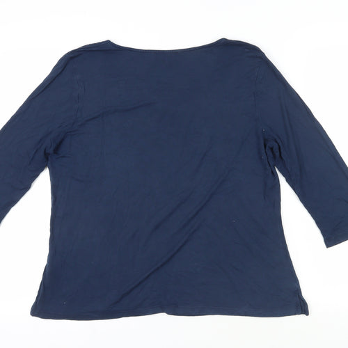 Jaeger Womens Blue Viscose Basic T-Shirt Size XL Boat Neck