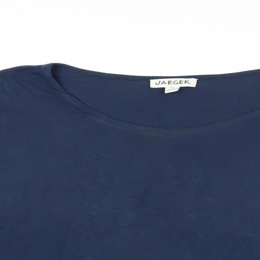 Jaeger Womens Blue Viscose Basic T-Shirt Size XL Boat Neck