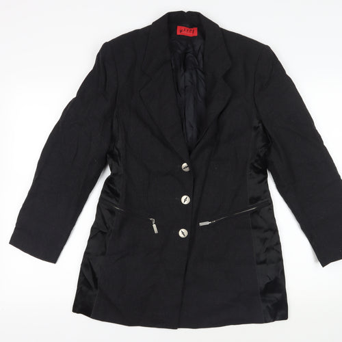 Happy Heidmann Womens Black Jacket Blazer Size 10 Button - Zipped Pockets