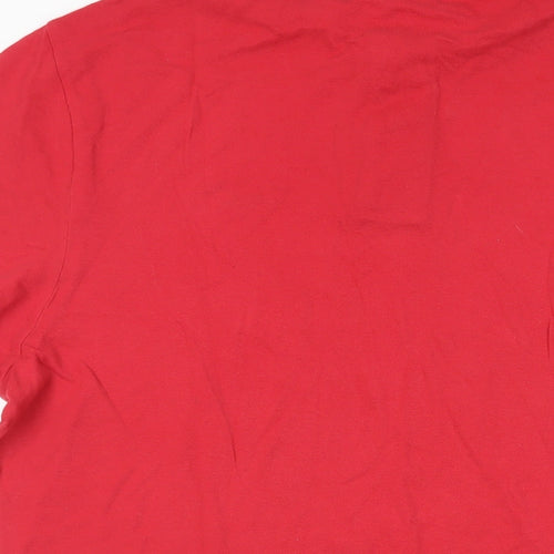 Hollister Mens Red Cotton Polo Size L Collared Button - Logo