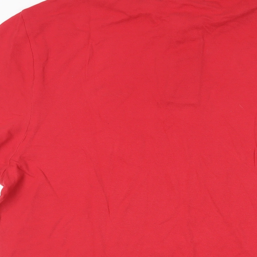 Hollister Mens Red Cotton Polo Size L Collared Button - Logo