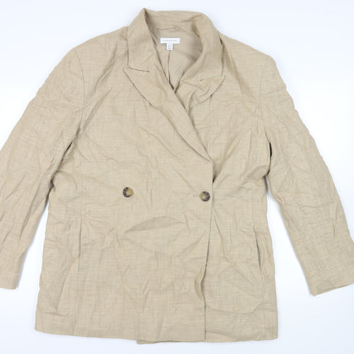 Topshop Womens Beige Jacket Blazer Size 14 Button