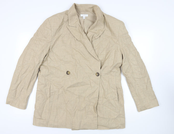Topshop Womens Beige Jacket Blazer Size 14 Button