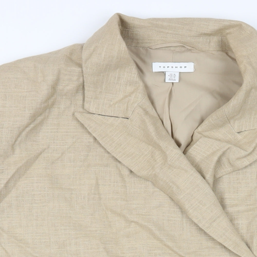 Topshop Womens Beige Jacket Blazer Size 14 Button