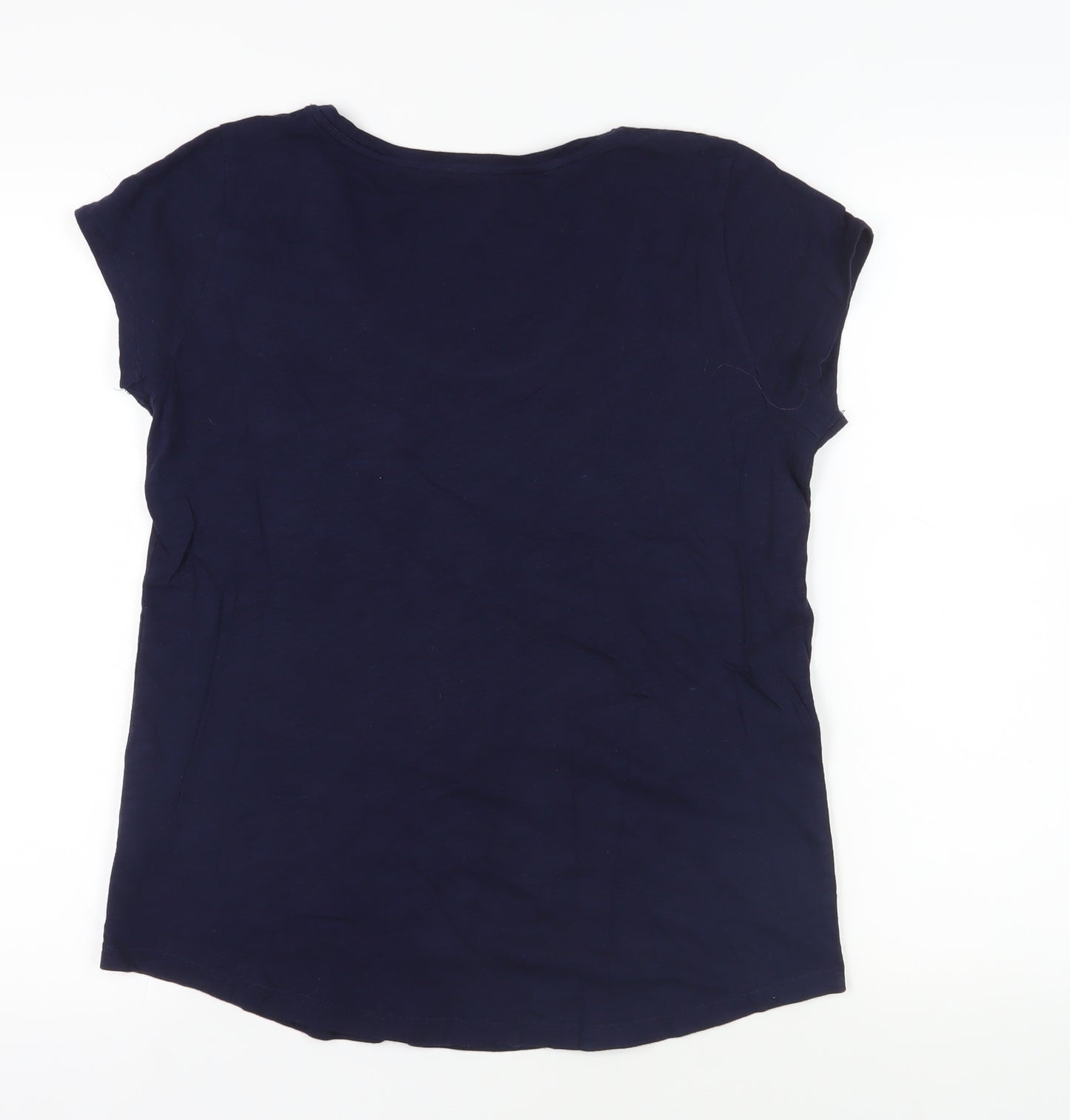 Gap Womens Blue Cotton Basic T-Shirt Size M Round Neck - Pocket Detail
