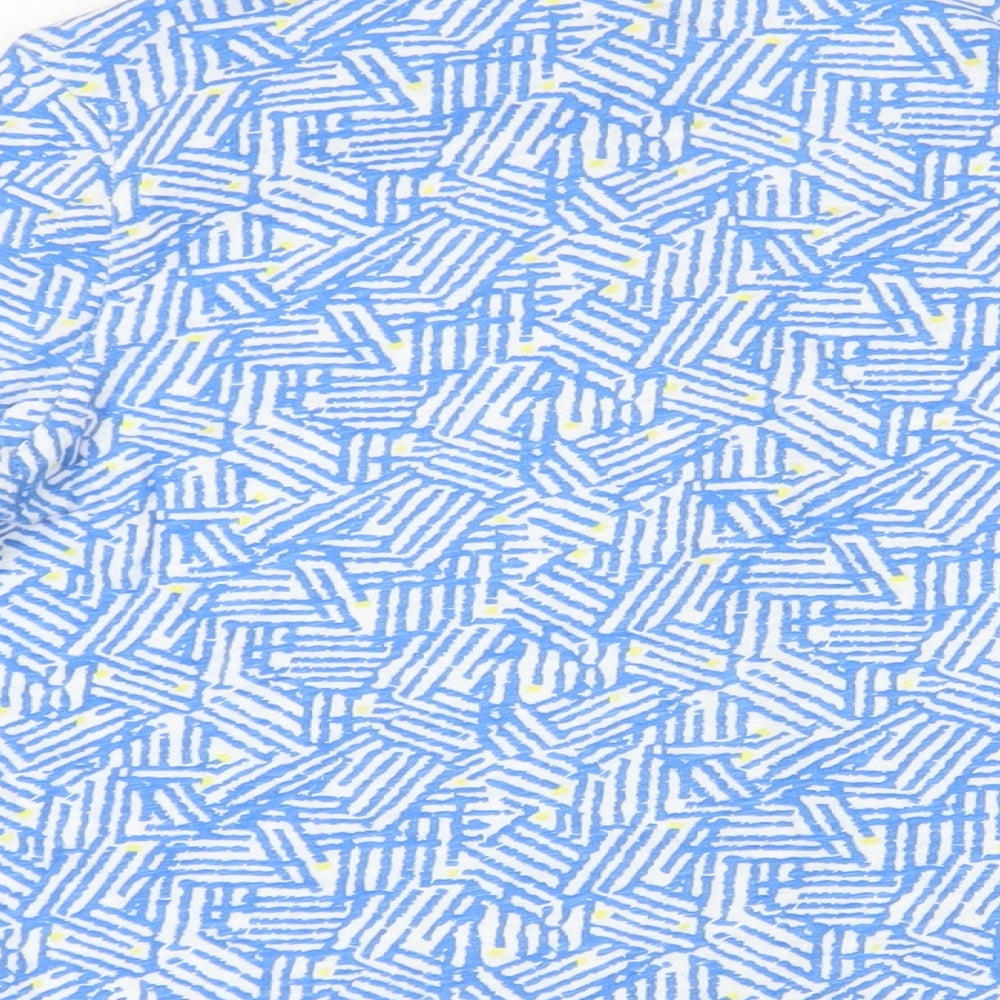 White Stuff Womens Blue Geometric Cotton Basic Button-Up Size 14 Collared