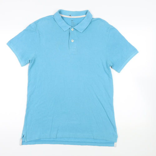 Gap Mens Blue Cotton Polo Size M Collared Button