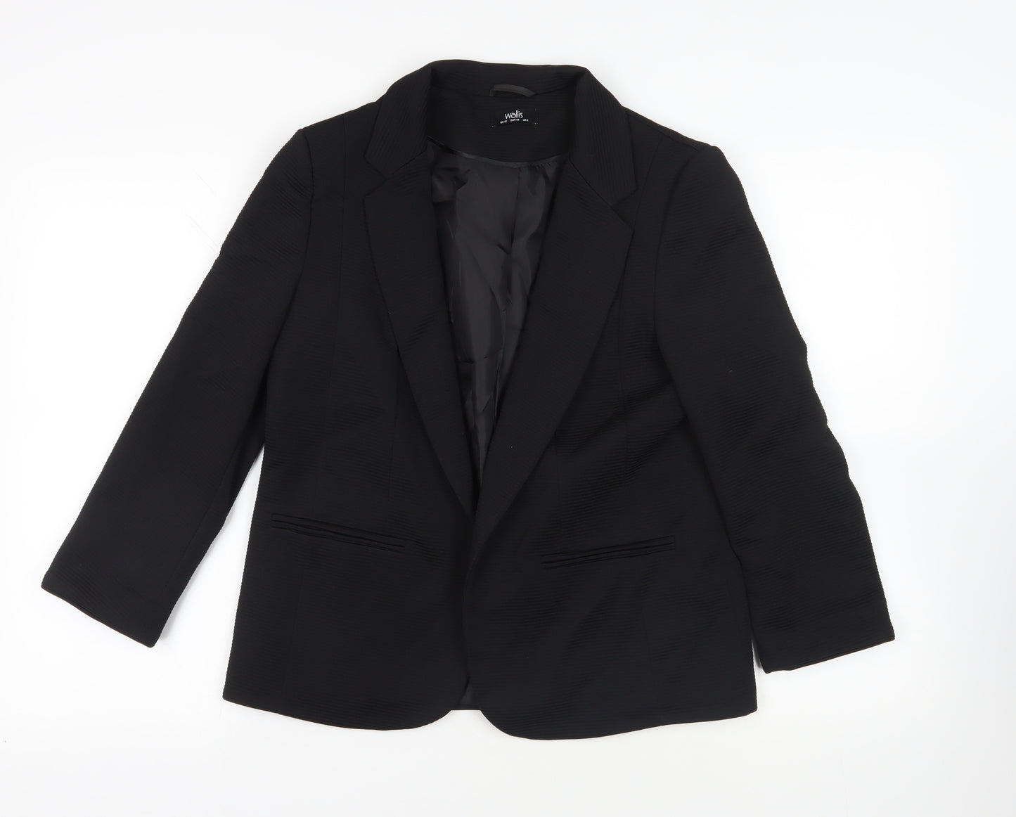 Wallis Womens Black Jacket Blazer Size 12 - Open Textured
