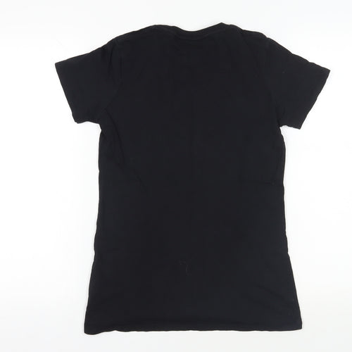 Globalculture Womens Black Cotton Basic T-Shirt Size S Crew Neck - Sheep