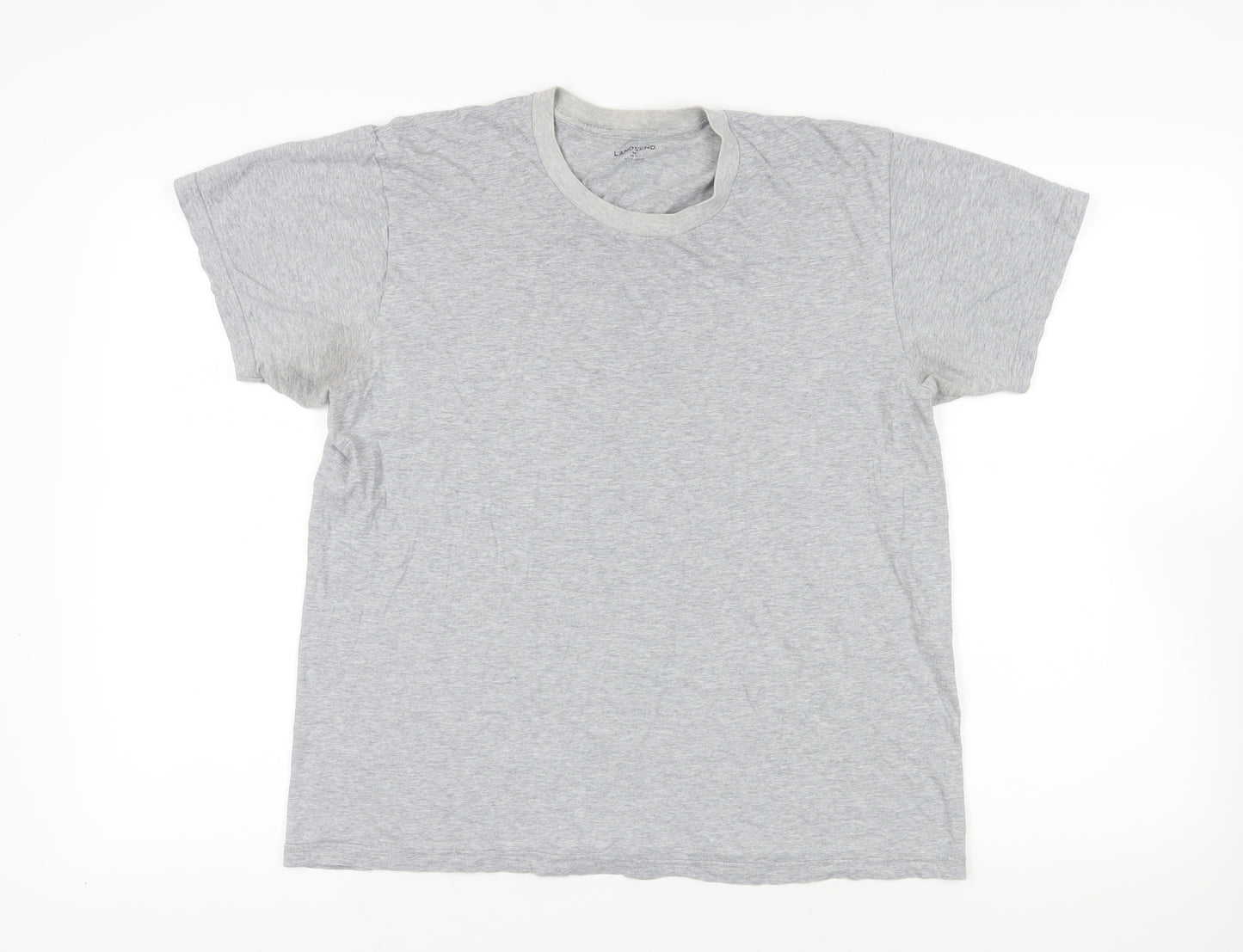 Lands' End Mens Grey Cotton T-Shirt Size M Crew Neck
