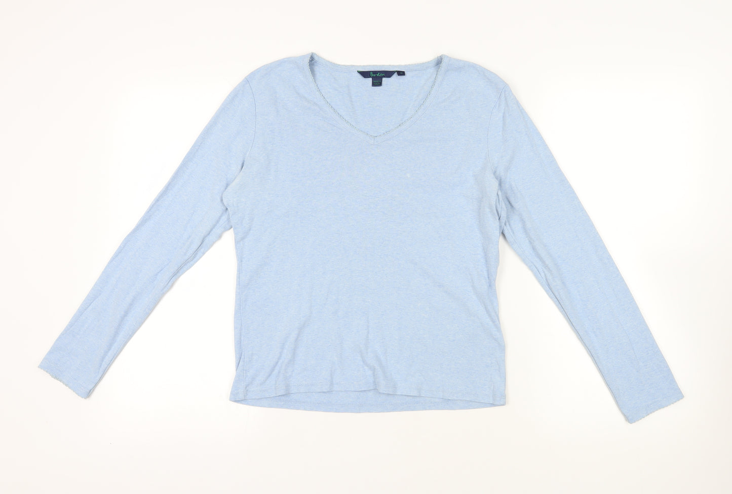 Boden Womens Blue Cotton Basic T-Shirt Size 14 V-Neck