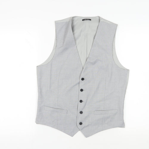 Marks and Spencer Mens Grey Polyester Jacket Suit Waistcoat Size 38 Regular