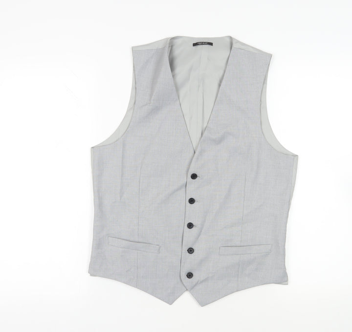 Marks and Spencer Mens Grey Polyester Jacket Suit Waistcoat Size 38 Regular