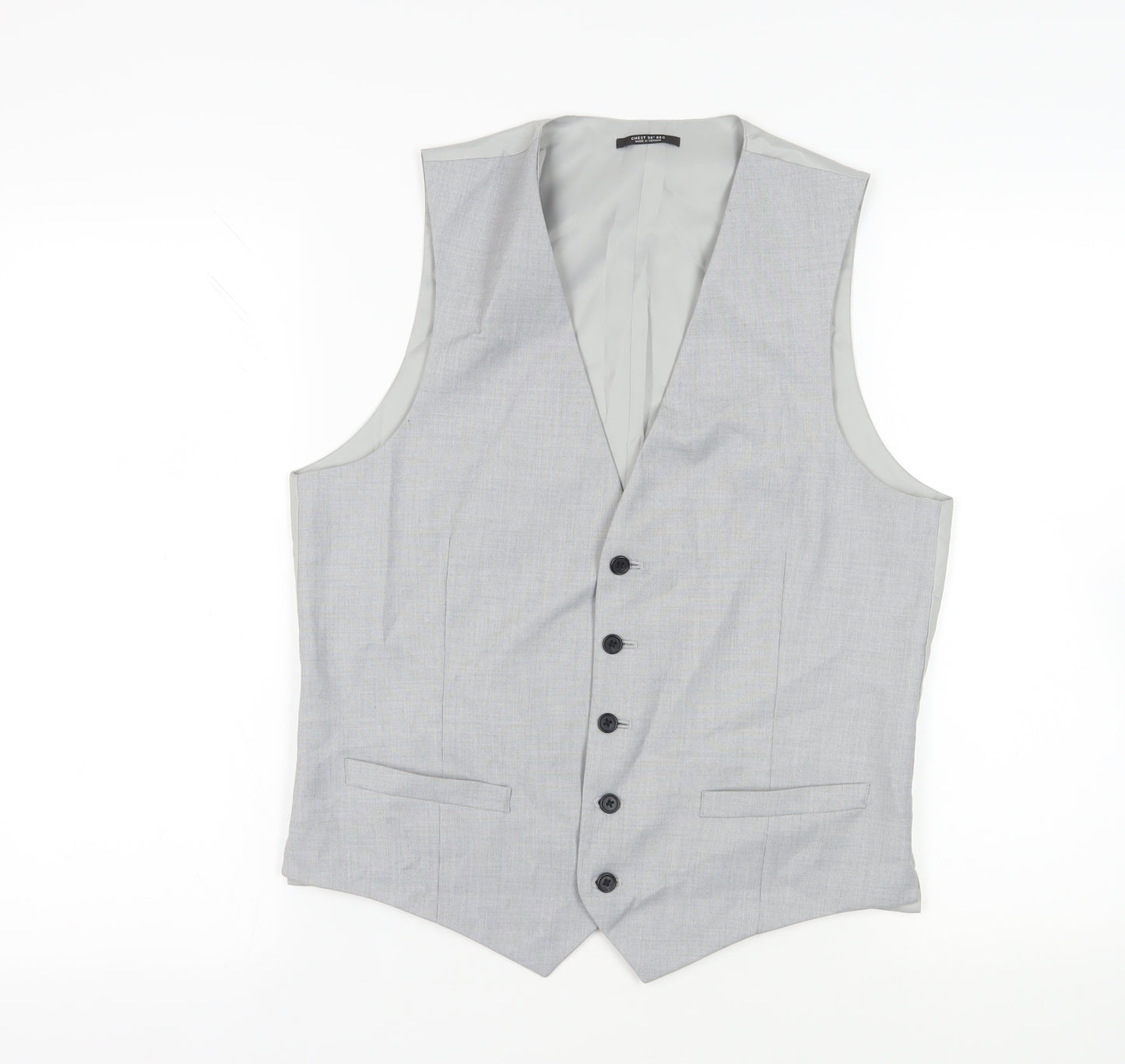 Marks and Spencer Mens Grey Polyester Jacket Suit Waistcoat Size 38 Regular