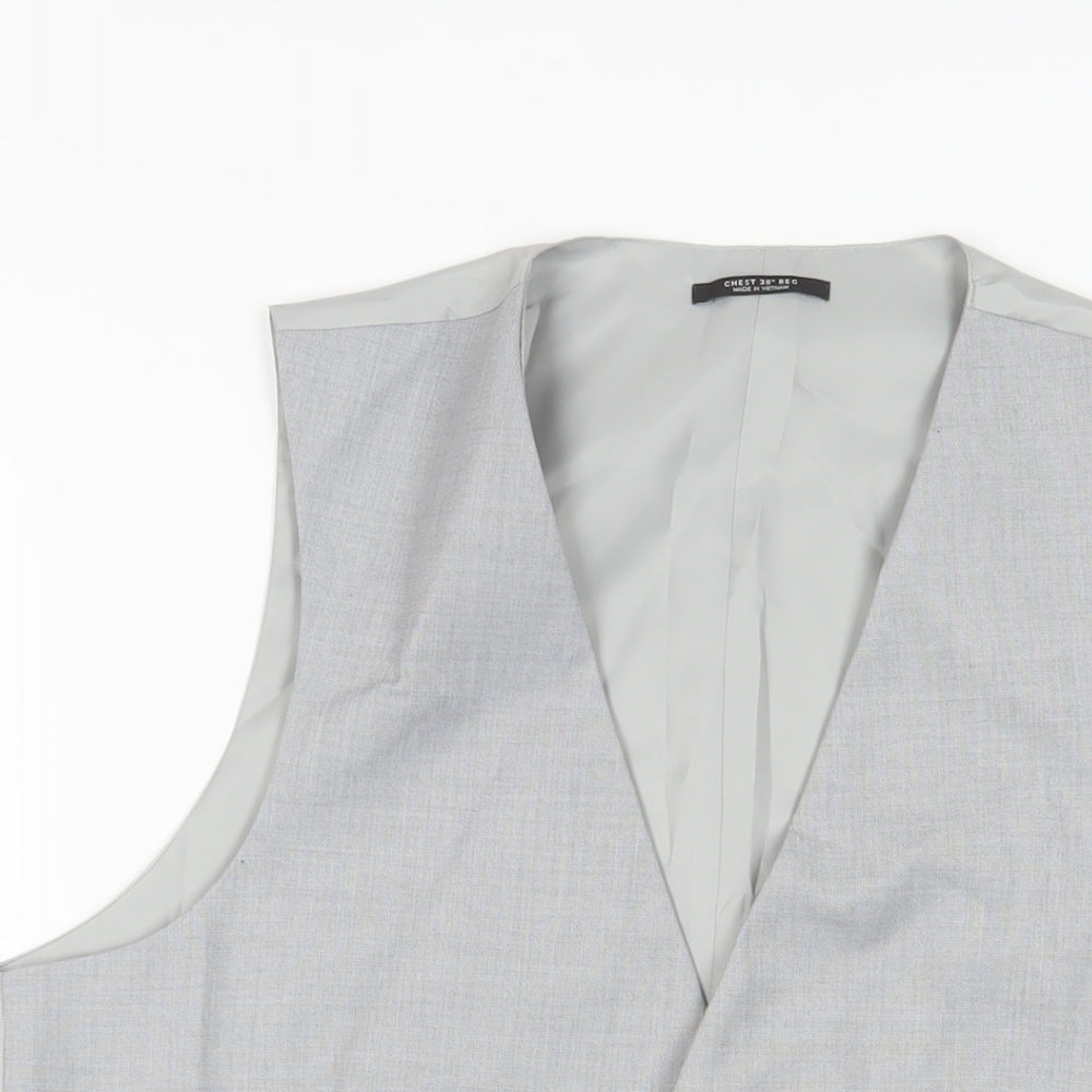 Marks and Spencer Mens Grey Polyester Jacket Suit Waistcoat Size 38 Regular